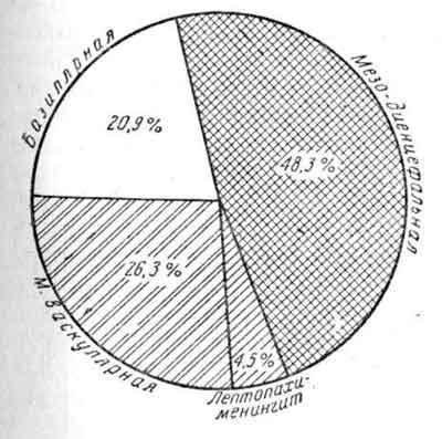 Распределение умерших больных по формам менингита